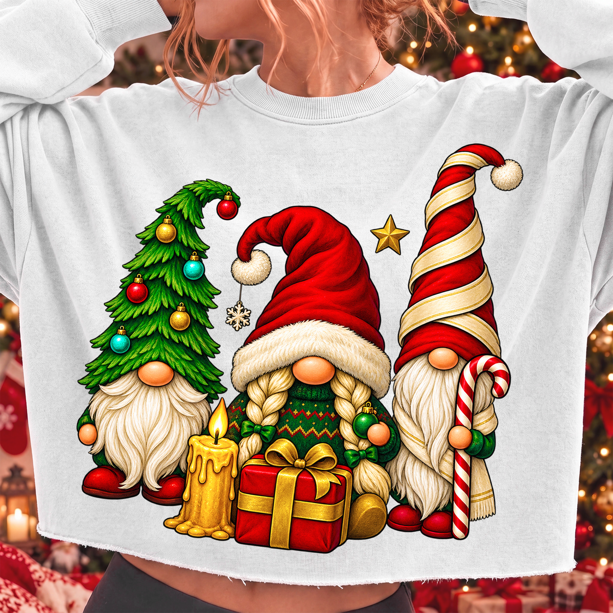 Christmas Gnome Trio PNG, Festive Holiday Sublimation Design (Digital Download)