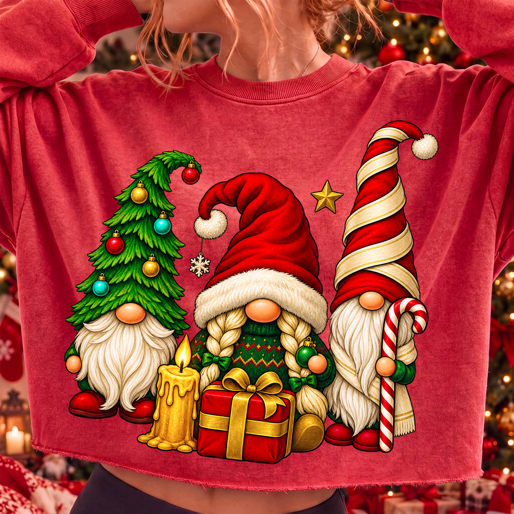 Christmas Gnome Trio PNG, Festive Holiday Sublimation Design (Digital Download)