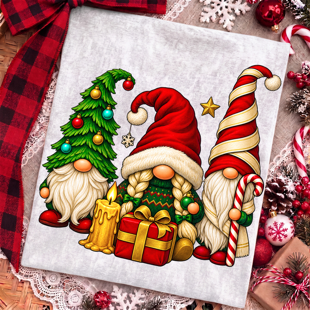 Christmas Gnome Trio PNG, Festive Holiday Sublimation Design (Digital Download)