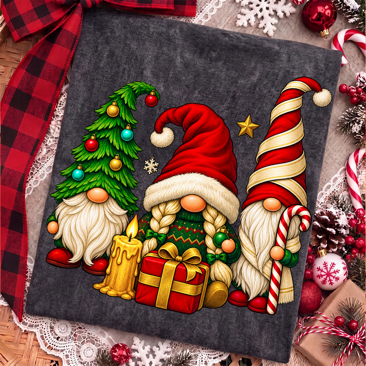 Christmas Gnome Trio PNG, Festive Holiday Sublimation Design (Digital Download)
