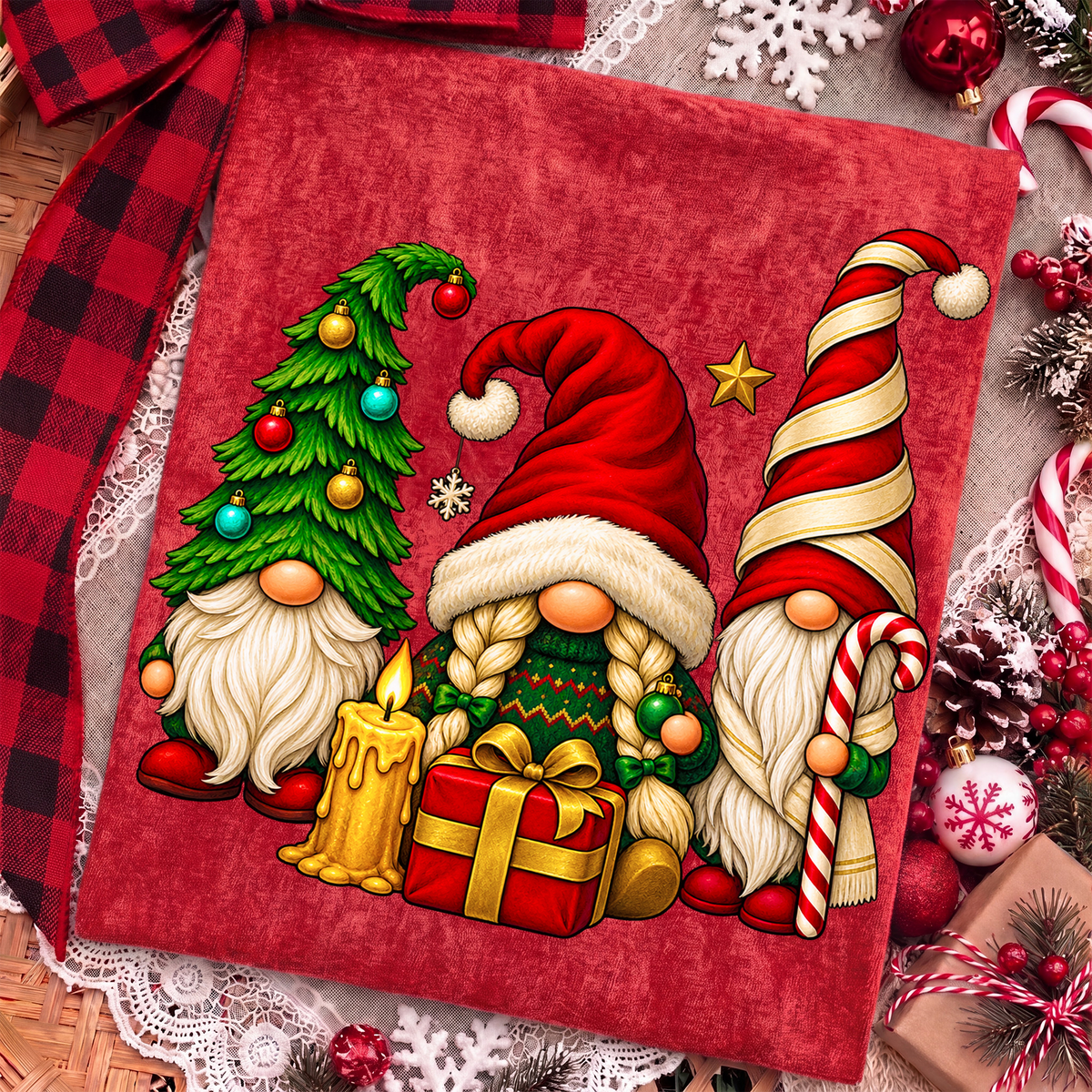 Christmas Gnome Trio PNG, Festive Holiday Sublimation Design (Digital Download)