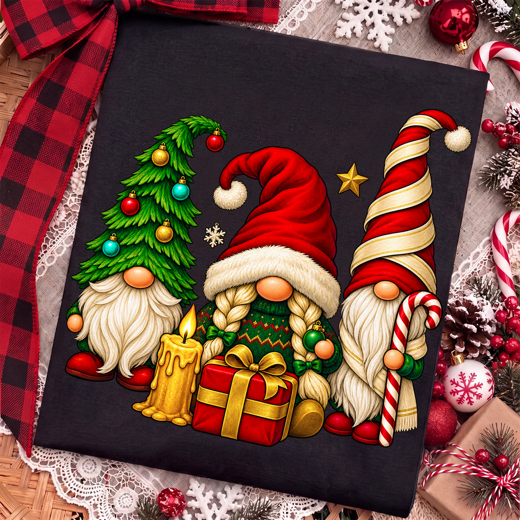 Christmas Gnome Trio PNG, Festive Holiday Sublimation Design (Digital Download)