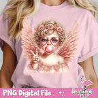 Retro groovy cupid blowing a bubble Valentine PNG design - image 6