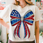 USA coquette bow with faux rhinestone stars PNG design - image 3