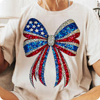 USA coquette bow with faux rhinestone stars PNG design - image 7