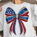 USA coquette bow with faux rhinestone stars PNG design for sublimation and DTF