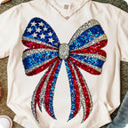 USA coquette bow with faux rhinestone stars PNG design - image 2