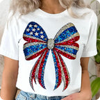 USA coquette bow with faux rhinestone stars PNG design - image 10
