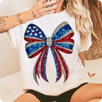 USA coquette bow with faux rhinestone stars PNG design - image 8
