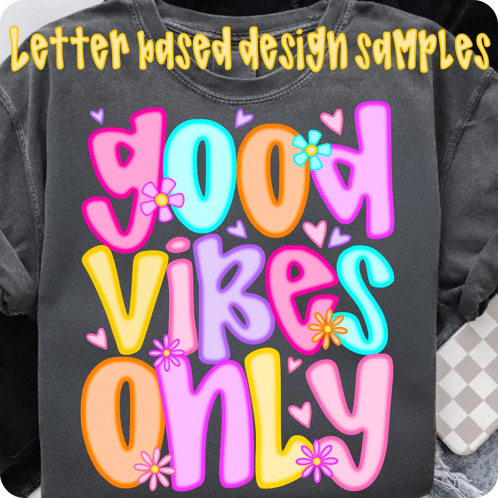 Preppy doodle alphabet PNG bundle in 7 colors PNG design - image 2