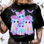 Iridescent ghost and pumpkin coquette Halloween PNG design - image 2