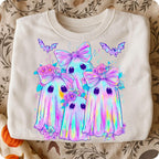 Iridescent ghost and pumpkin coquette Halloween PNG design - image 6