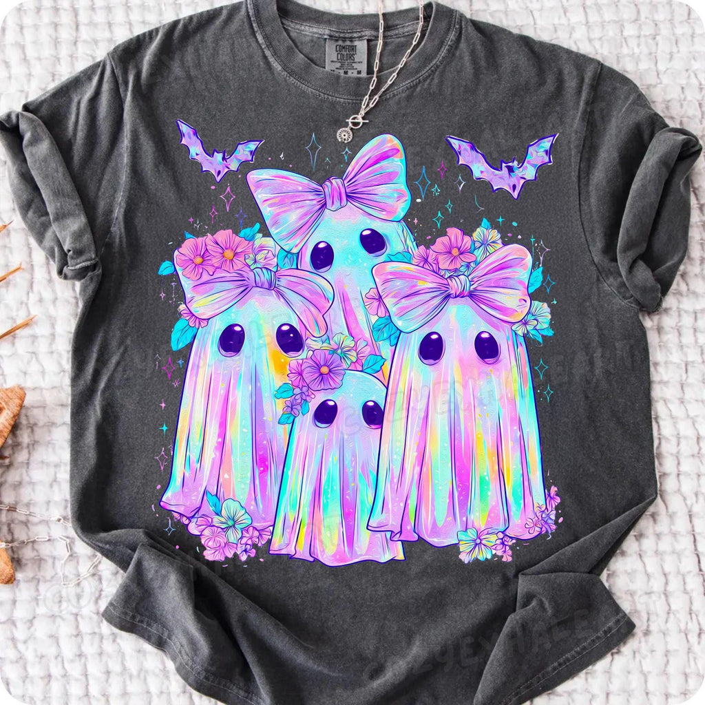 Iridescent ghost and pumpkin coquette Halloween PNG design - image 4
