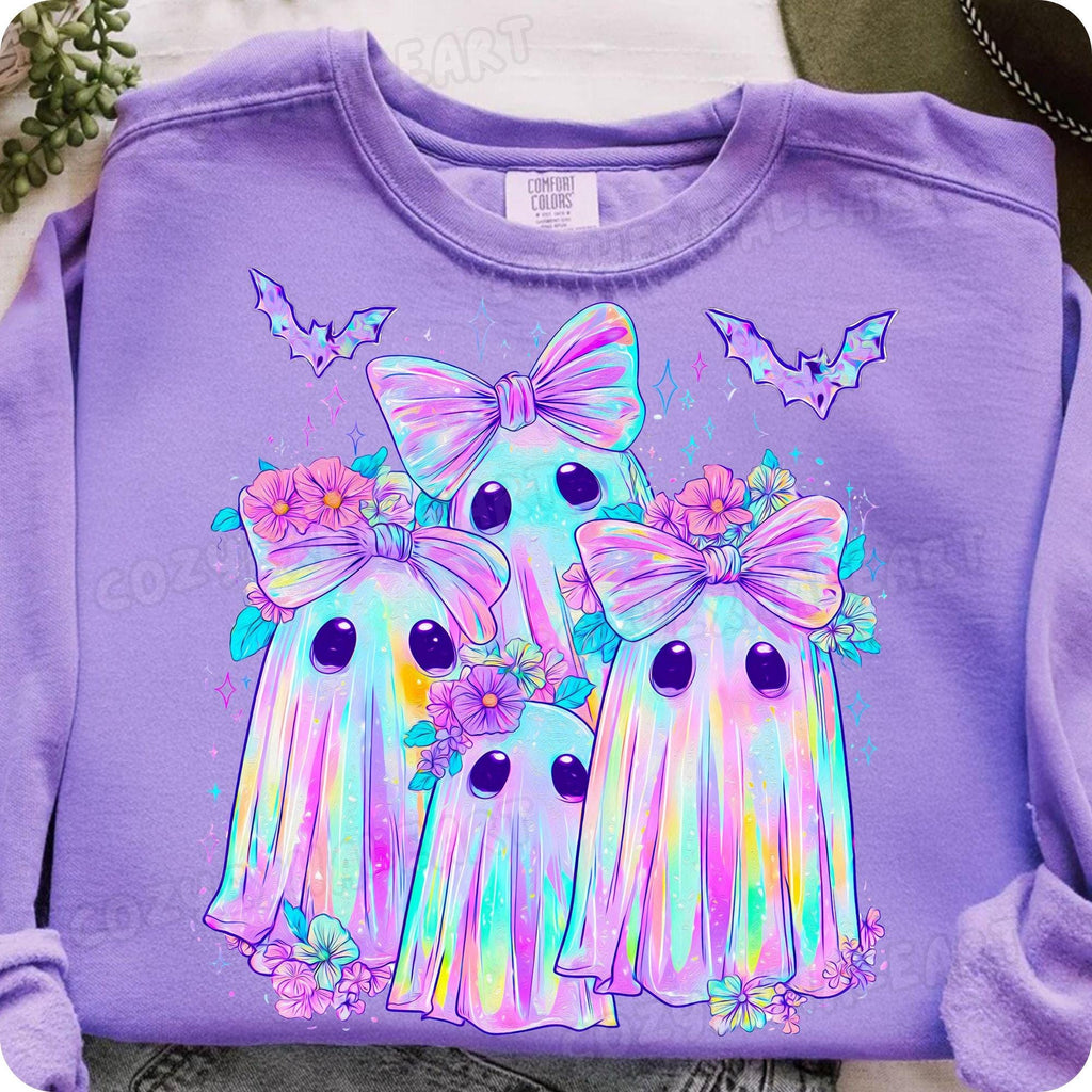 Iridescent ghost and pumpkin coquette Halloween PNG design - image 8