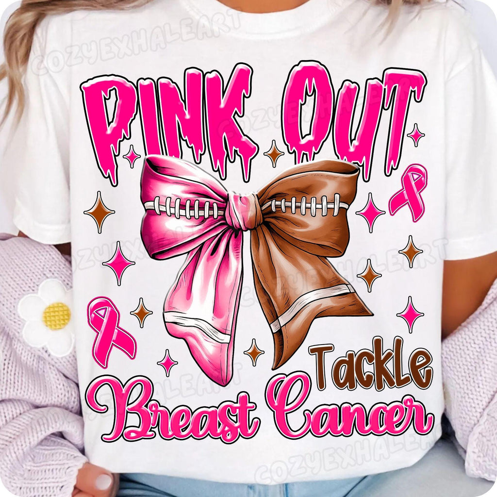 Pink Out football coquette breast cancer awareness PNG design - image 5