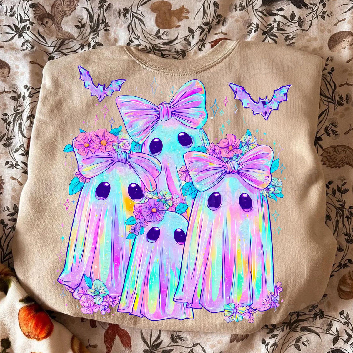 Iridescent ghost and pumpkin coquette Halloween PNG design - image 5