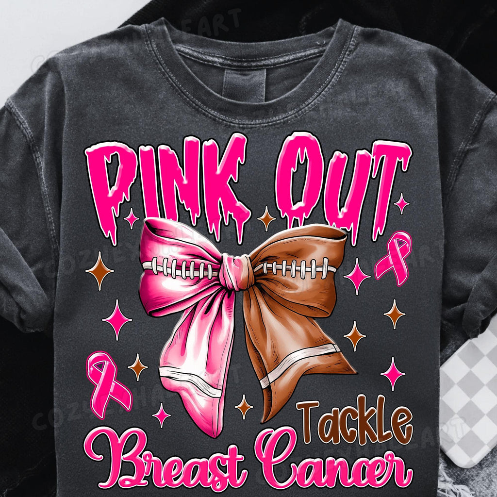 Pink Out football coquette breast cancer awareness PNG design - image 2