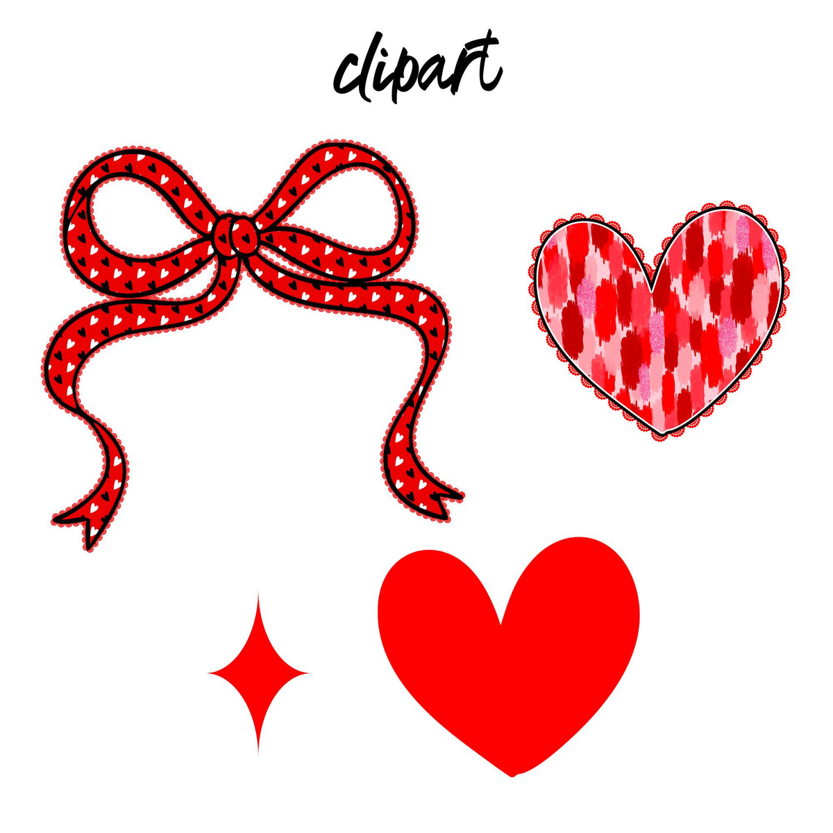 Valentine's Day alphabet PNG bundle with red bow and heart letters and numbers - image 3