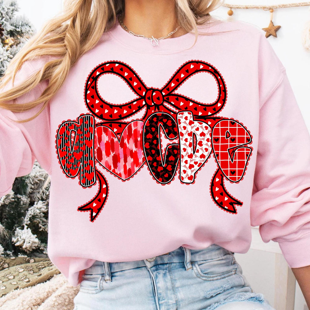 Valentine's Day alphabet PNG bundle with red bow and heart letters and numbers - image 6