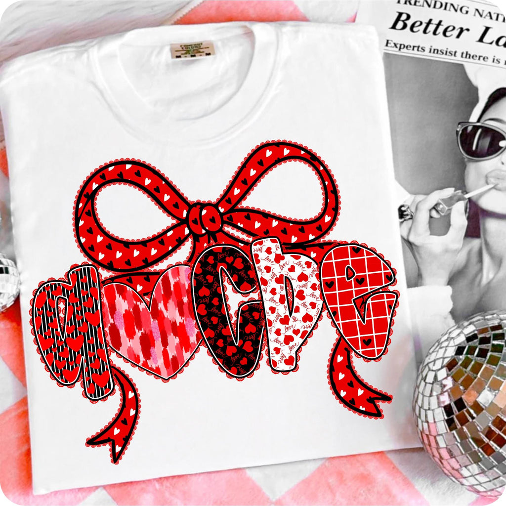 Valentine's Day alphabet PNG bundle with red bow and heart letters and numbers - image 7