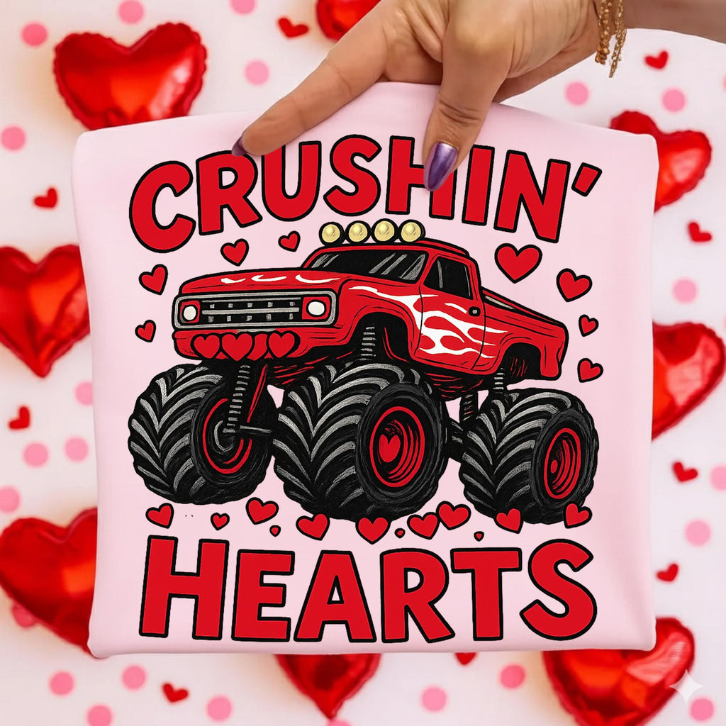 Valentine monster truck Crushin Hearts PNG design - image 3