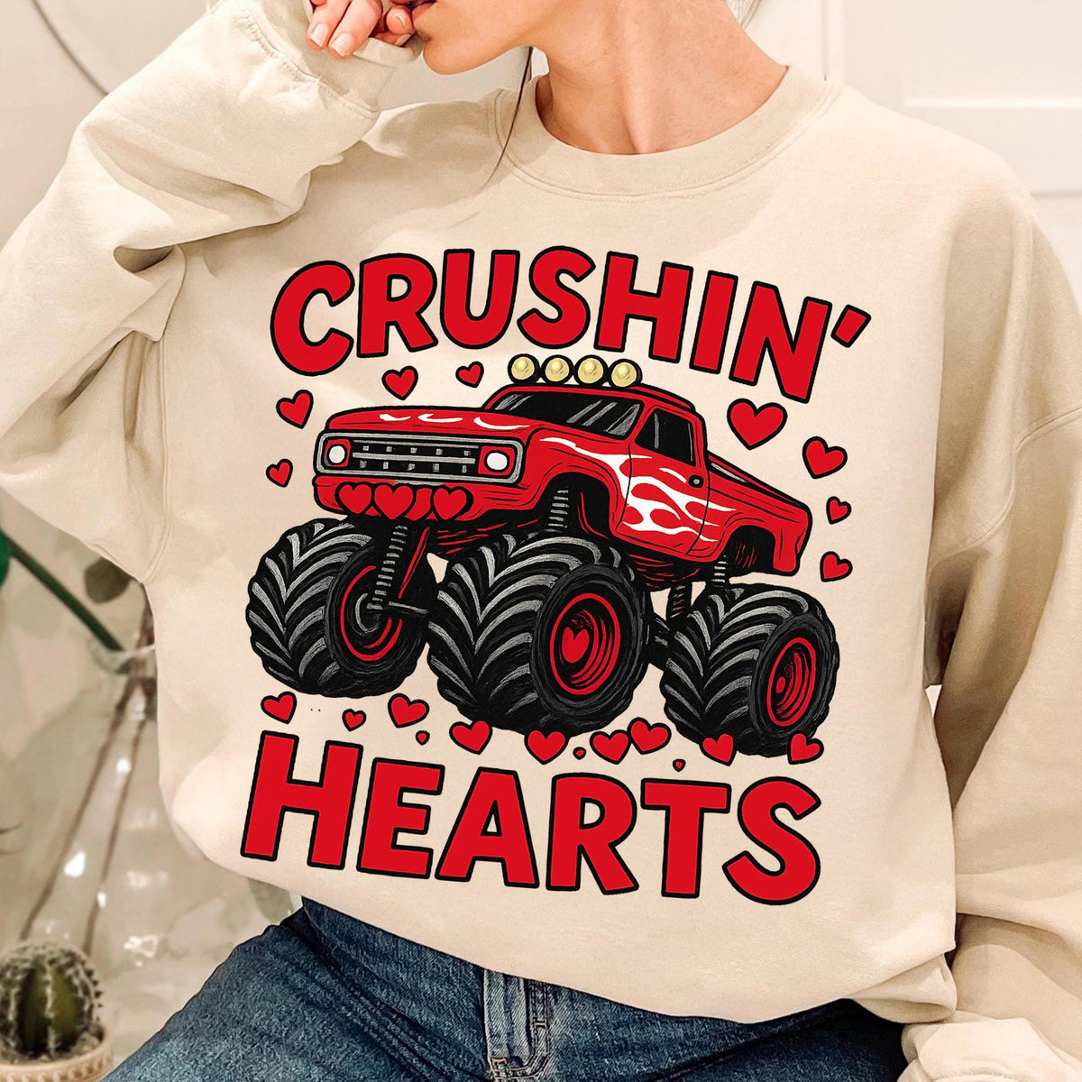 Valentine monster truck Crushin Hearts PNG design - image 9