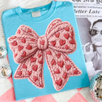 Preppy coquette Valentine PNG with faux embroidery pink bow and yarn heart - image 10