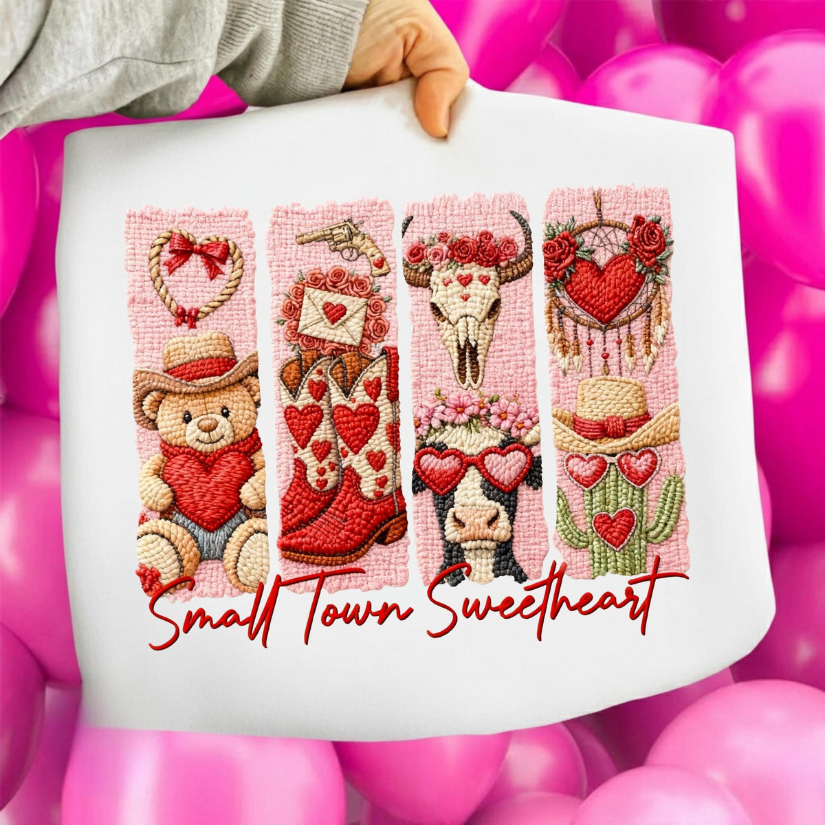 Highland cow in pink cowgirl boots western Valentine PNG watercolor design - image 2