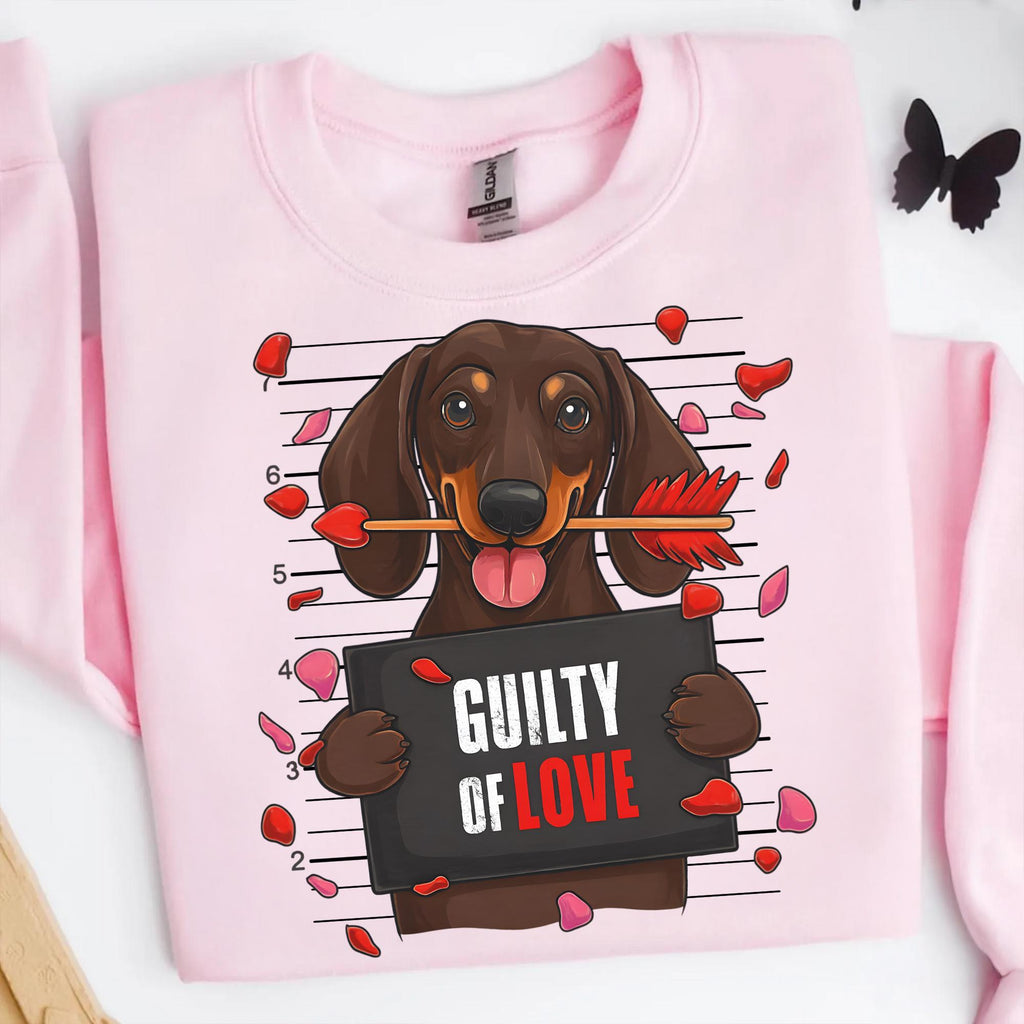 Guilty dachshund Valentine PNG in retro preppy coquette style for dog mom shirts - image 6