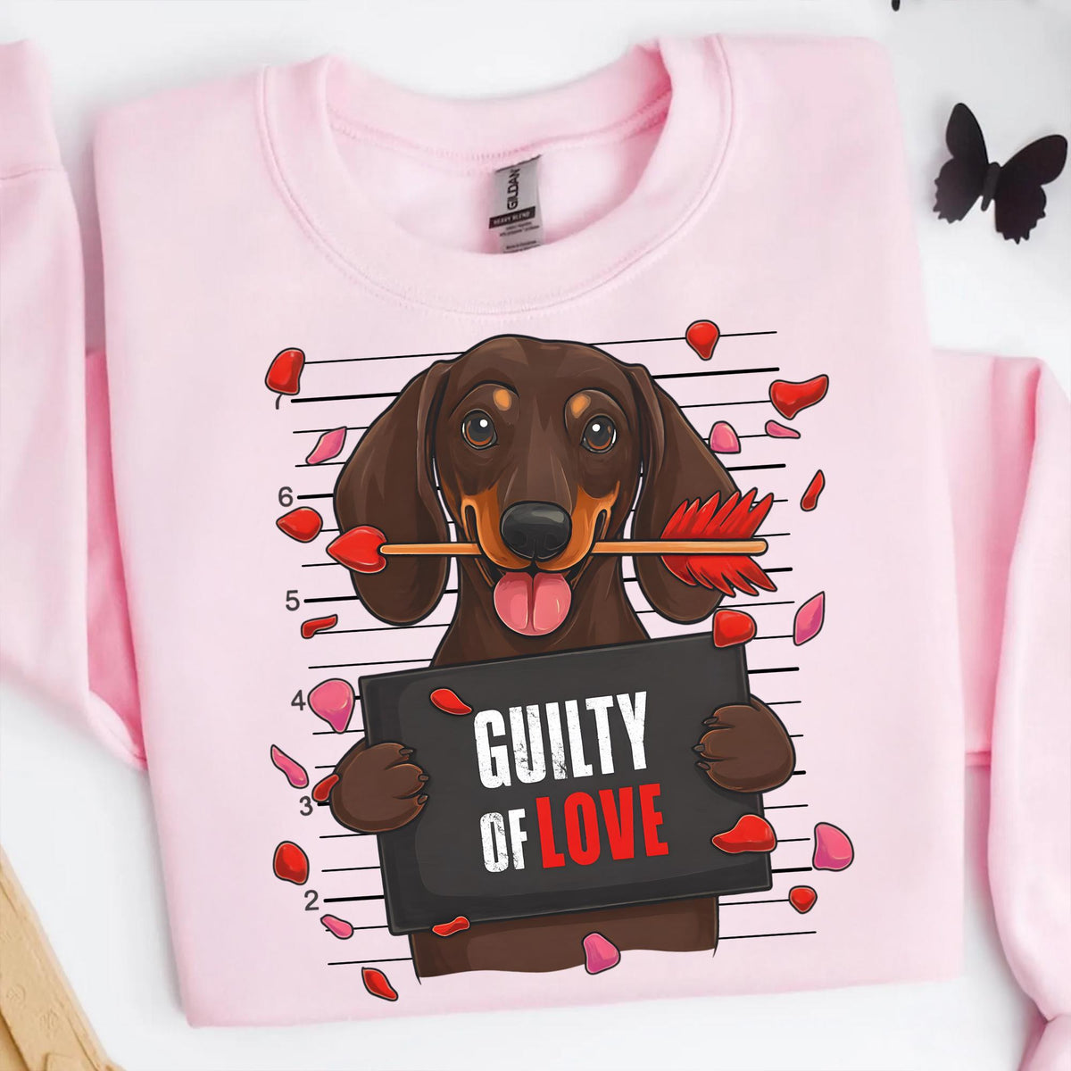 Guilty dachshund Valentine PNG in retro preppy coquette style for dog mom shirts - image 6