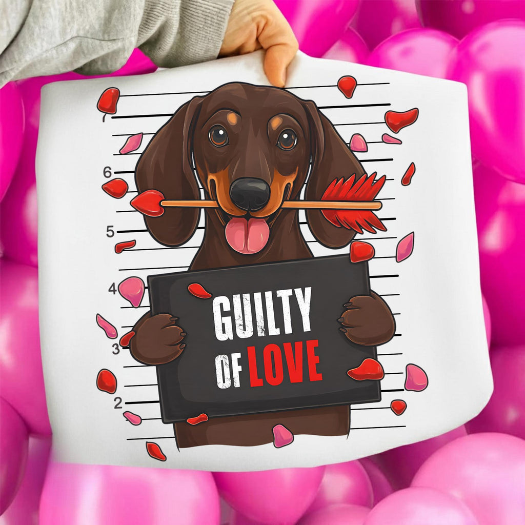 Guilty dachshund Valentine PNG in retro preppy coquette style for dog mom shirts - image 2