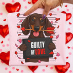 Guilty dachshund Valentine PNG in retro preppy coquette style for dog mom shirts - image 3