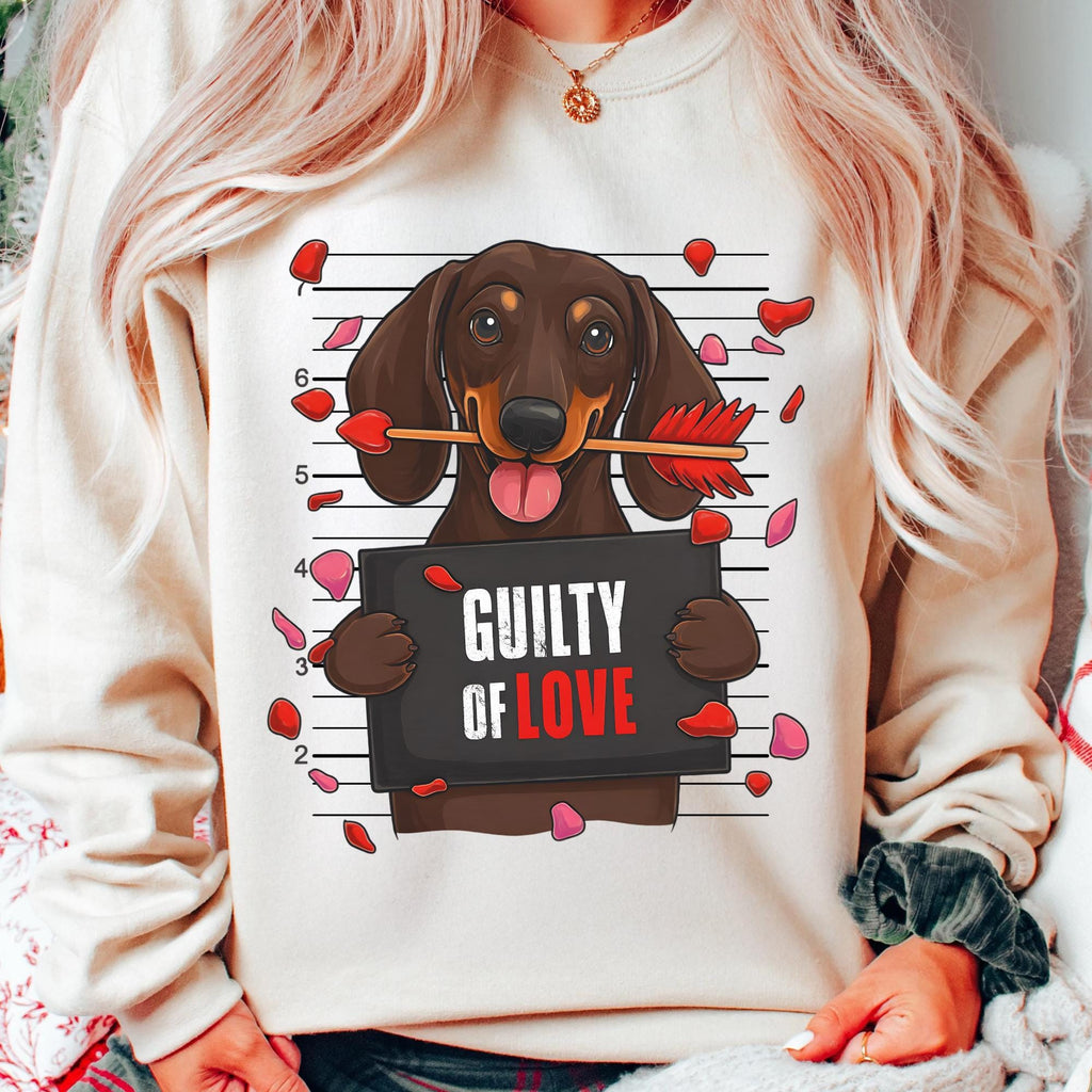 Guilty dachshund Valentine PNG in retro preppy coquette style for dog mom shirts - image 5