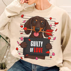 Guilty dachshund Valentine PNG in retro preppy coquette style for dog mom shirts - image 9