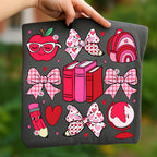 Teacher Valentine PNG with coquette bow leopard heart apple and pencil - image 8