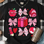 Teacher Valentine PNG with coquette bow leopard heart apple and pencil - image 10