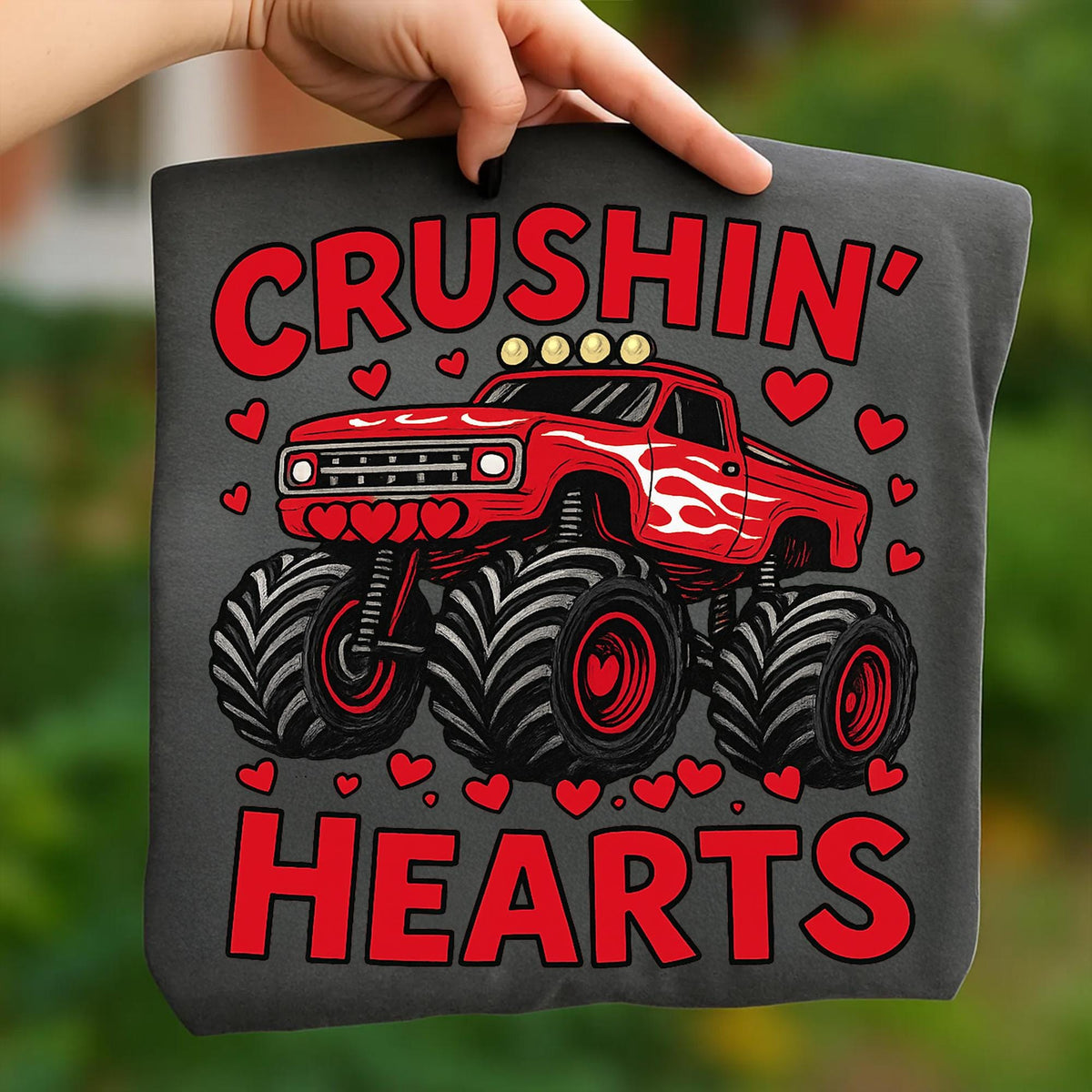 Valentine monster truck Crushin Hearts PNG design - image 8