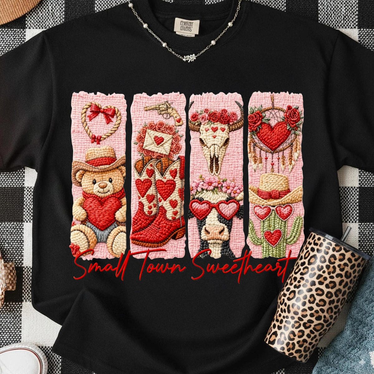 Highland cow in pink cowgirl boots western Valentine PNG watercolor design - image 10