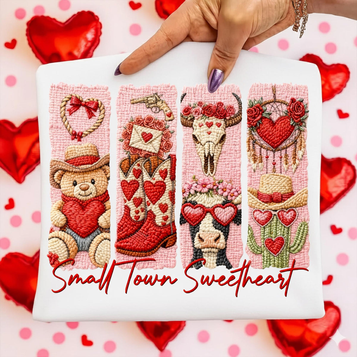 Highland cow in pink cowgirl boots western Valentine PNG watercolor design