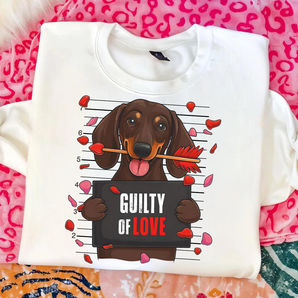 Guilty dachshund Valentine PNG in retro preppy coquette style for dog mom shirts - image 4