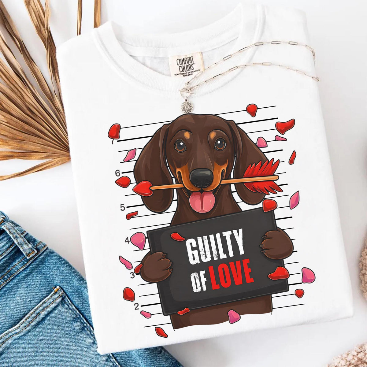Guilty dachshund Valentine PNG in retro preppy coquette style for dog mom shirts - image 7