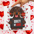 Guilty dachshund Valentine PNG in retro preppy coquette style for dog mom shirts