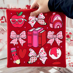 Teacher Valentine PNG with coquette bow leopard heart apple and pencil - image 3