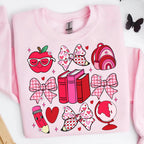 Teacher Valentine PNG with coquette bow leopard heart apple and pencil - image 7