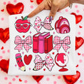 Teacher Valentine PNG with coquette bow leopard heart apple and pencil