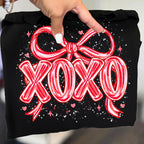 Valentine XOXO PNG with coquette bow and brushstroke heart in pink glitter - image 5