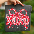 Valentine XOXO PNG with coquette bow and brushstroke heart in pink glitter - image 7