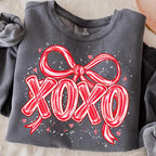 Valentine XOXO PNG with coquette bow and brushstroke heart in pink glitter - image 9