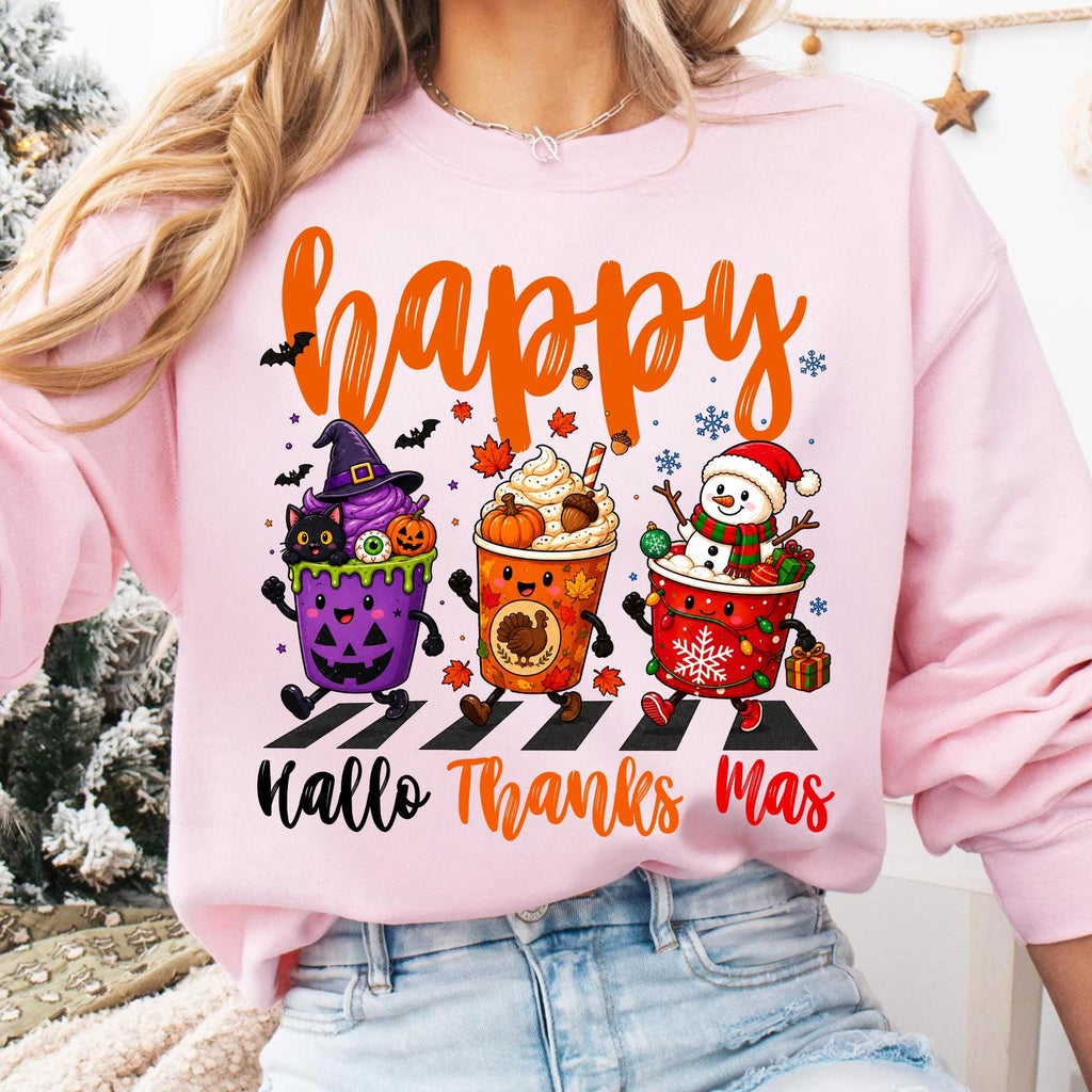 Hallothanksmas Halloween Thanksgiving Christmas coffee cups PNG design - image 2