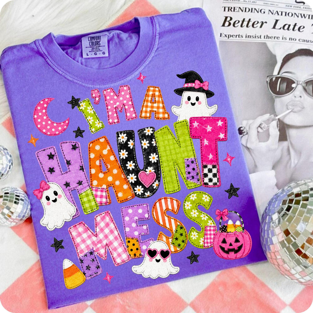 I'm a Haunt Mess patchwork ghost Halloween design PNG design - image 6